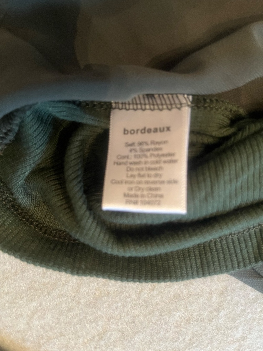 Bordeaux | Dark Green Ribbed Pleated-Back Top - Picture 6 of 6